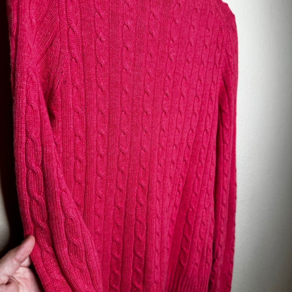 J.Crew Pink Cable Knit Turtleneck Sweater Merino Wool Angora Cashmere S Clasic - Picture 9 of 9